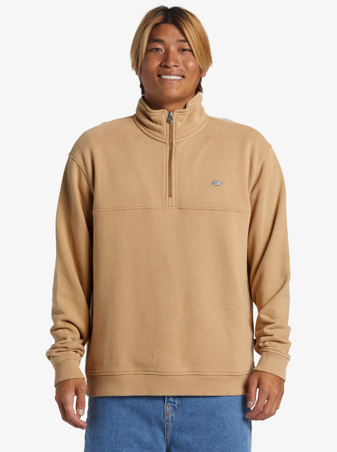 QUIKSILVER SATURN CHROME HALF ZIP SWEATSHIRT- KHAKI