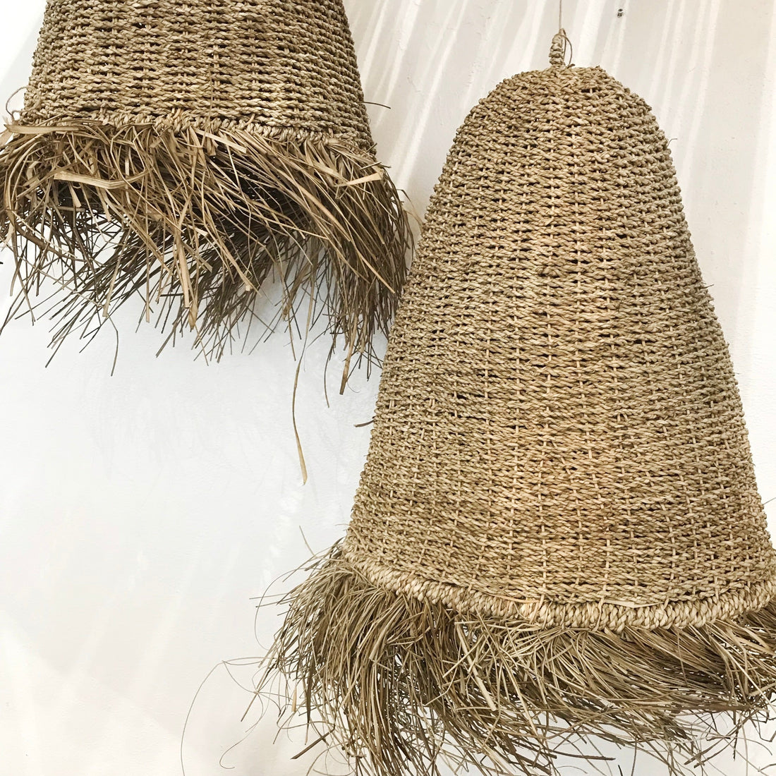 Large Natural Seagrass Fringe Pendant