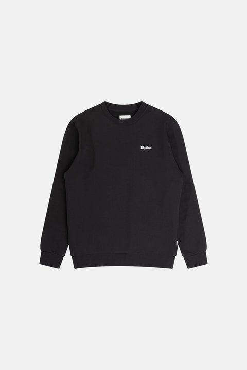 RHYTHM MENS BRAND FLEECE CREW - BLACK