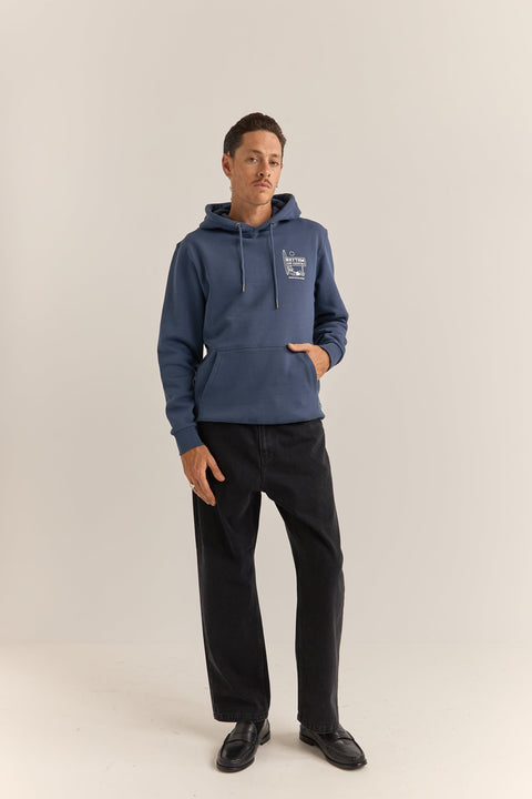 RHYTHM MENS AWAKE FLEECE HOODIE - NAVY