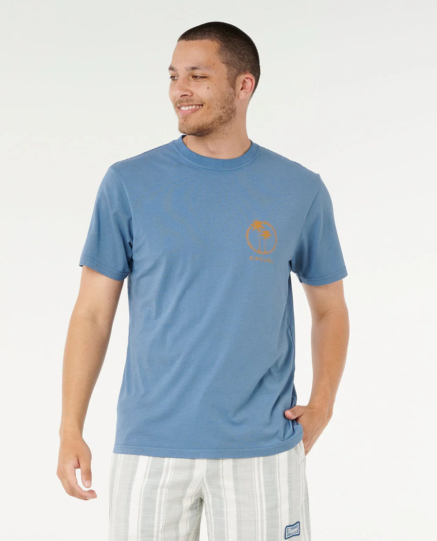 RIP CURL MOD CALI TWO PALMS TEE - BLUEFIN