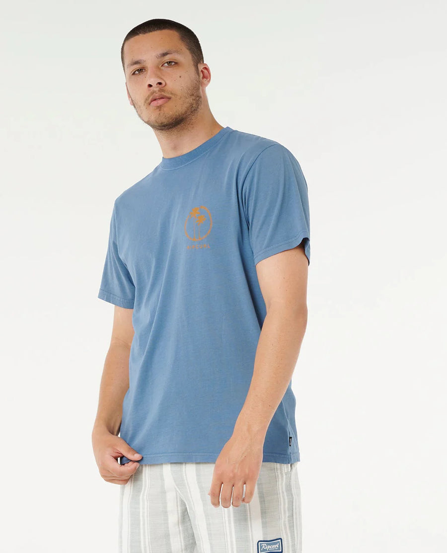 RIP CURL MOD CALI TWO PALMS TEE - BLUEFIN