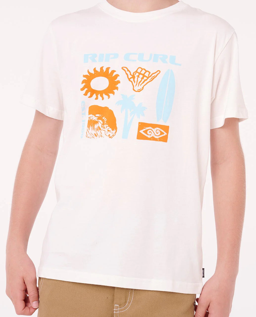 RIP CURL ISLAND PARADISO LOGO TEE - BOY - BONE