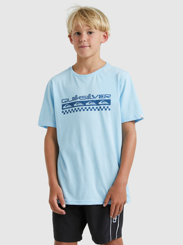 QUIKSILVER BOYS OMNI CHECK TURN T-SHIRT - CLEAR SKY