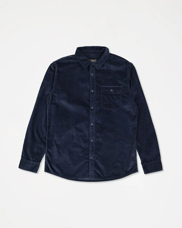 QUIKSILVER AIREYS CORDUROY LONG SLEEVE SHIRT - DARK NAVY