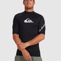 QUIKSILVER MENS ALL TIME SHORT SLEEVE UPF 50 RASH VEST- BLACK