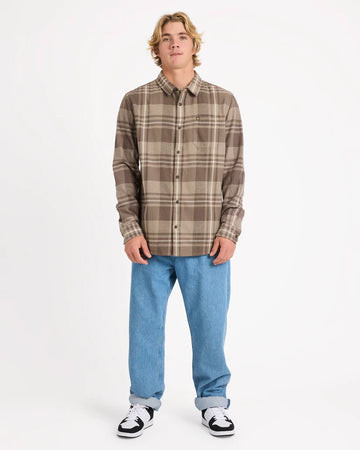 QUIKSILVER MENS SCRIBE PLAID LONG SLEEVE SHIRT - SENECA ROCK SCRIBE PLAID