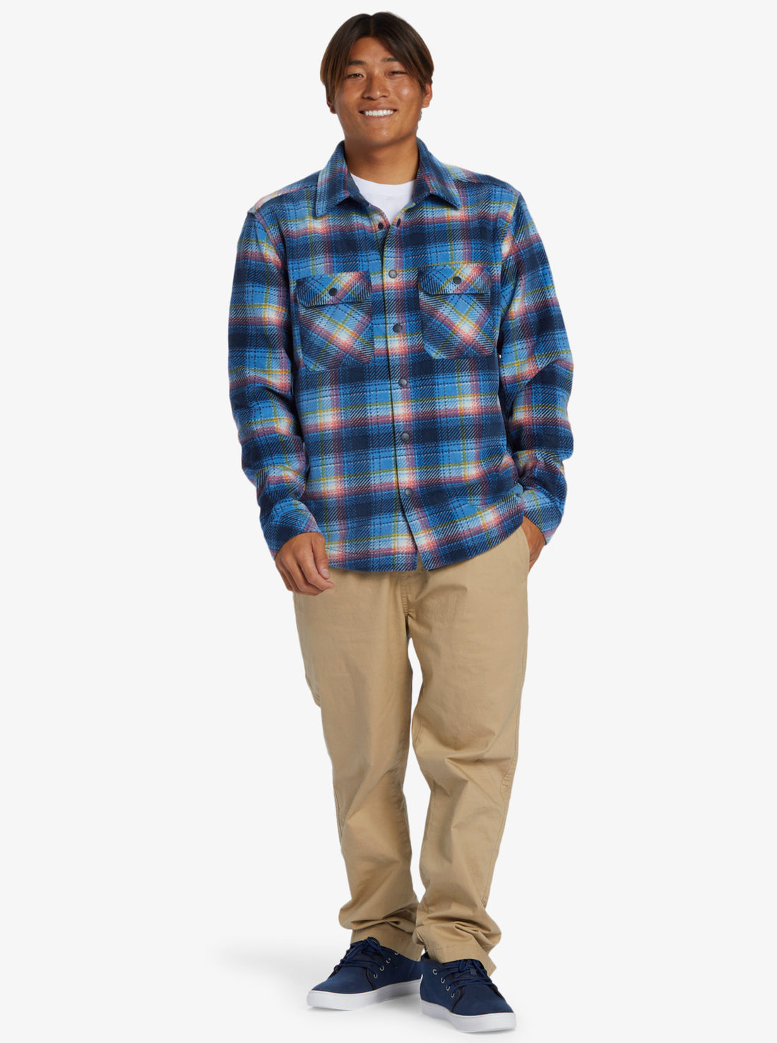 QUIKSILVER SURF DAYS LONG SLEEVE SHIRT- STAR SAPHIRE PLAID