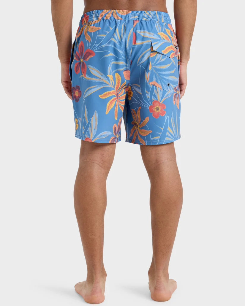 QUIKSILVER  SURFSILK STRAIGHT VOLLEY 17NB - CORONET BLUE NATURAL SURREALIS