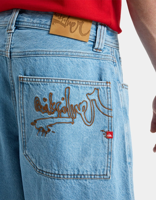 QUIKSILVER YG BAGGY DENIM SHORT - INDIGO LIGHT