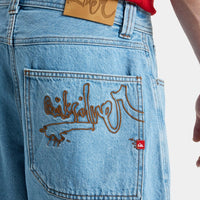 QUIKSILVER YG BAGGY DENIM SHORT - INDIGO LIGHT