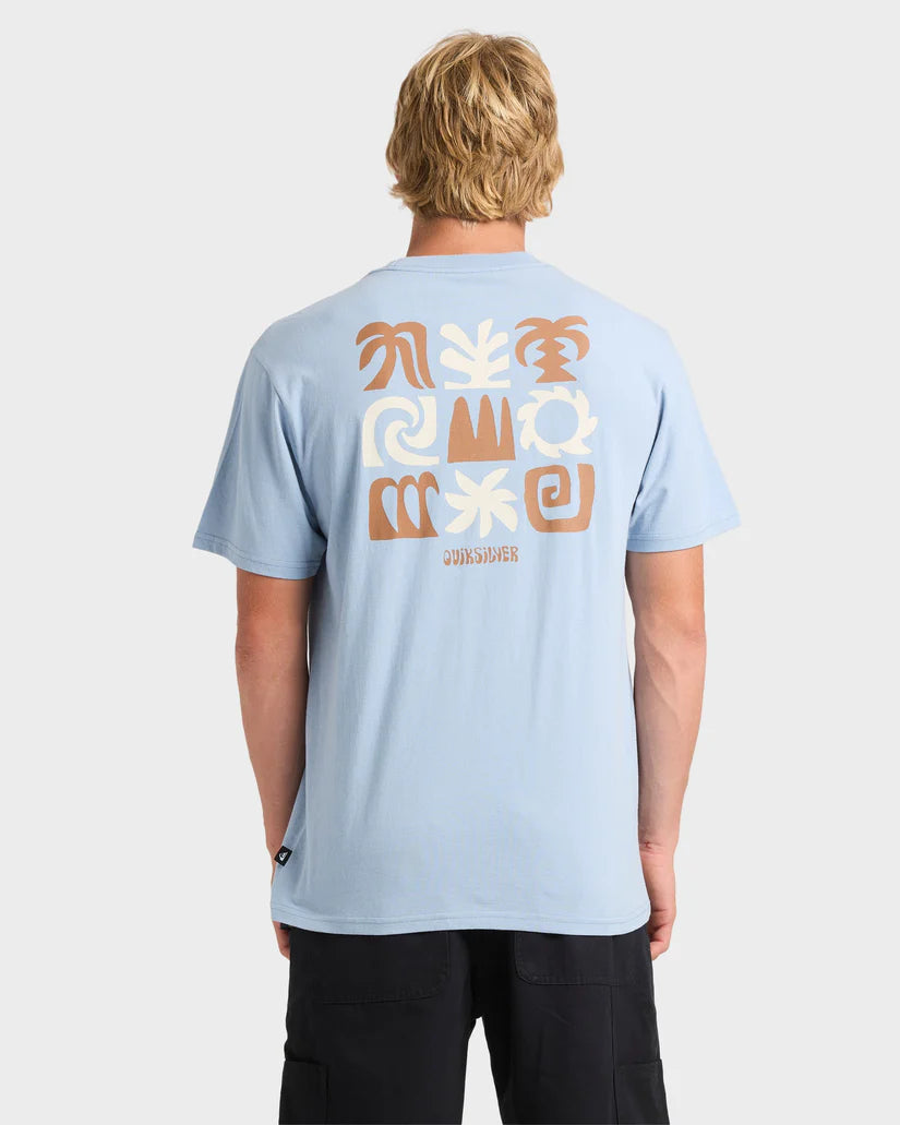 QUIKSILVER  ABSTRACT CHAOS SHORT SLEEVE TEE - ASHLEY BLUE