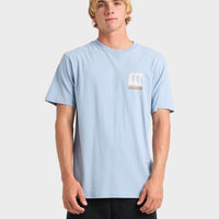 QUIKSILVER  ABSTRACT CHAOS SHORT SLEEVE TEE - ASHLEY BLUE