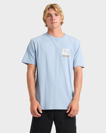 QUIKSILVER  ABSTRACT CHAOS SHORT SLEEVE TEE - ASHLEY BLUE
