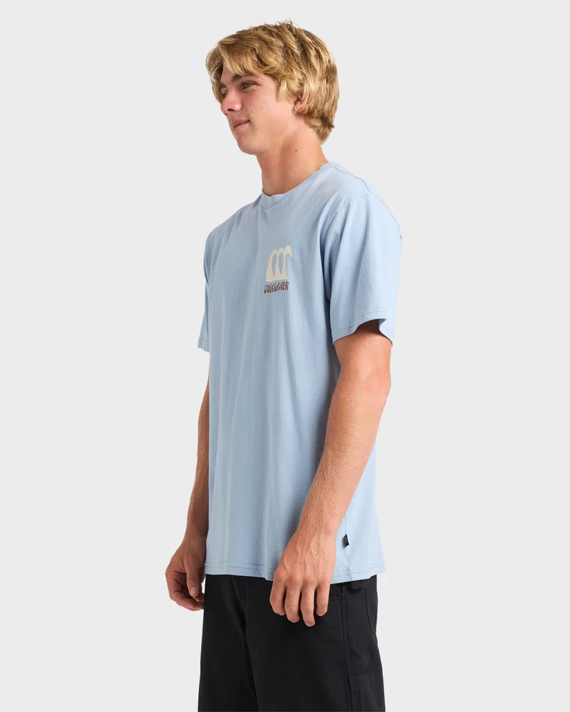 QUIKSILVER  ABSTRACT CHAOS SHORT SLEEVE TEE - ASHLEY BLUE