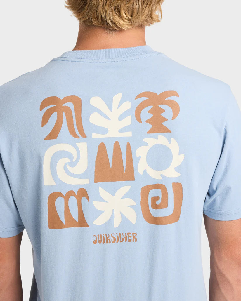 QUIKSILVER  ABSTRACT CHAOS SHORT SLEEVE TEE - ASHLEY BLUE