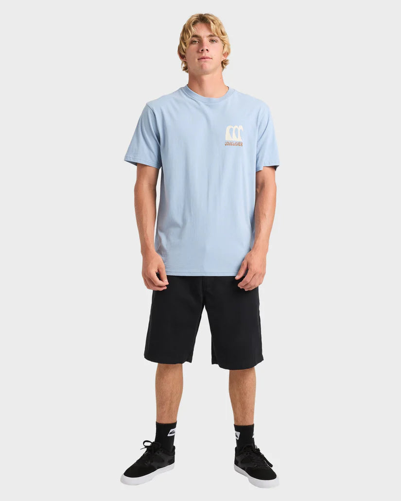 QUIKSILVER  ABSTRACT CHAOS SHORT SLEEVE TEE - ASHLEY BLUE