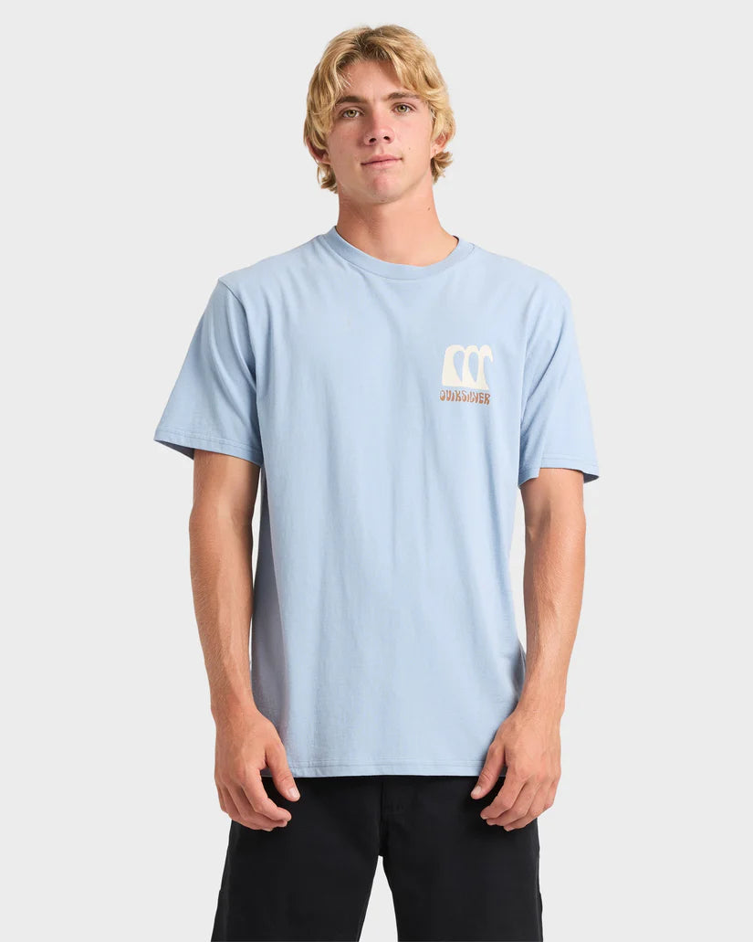 QUIKSILVER  ABSTRACT CHAOS SHORT SLEEVE TEE - ASHLEY BLUE