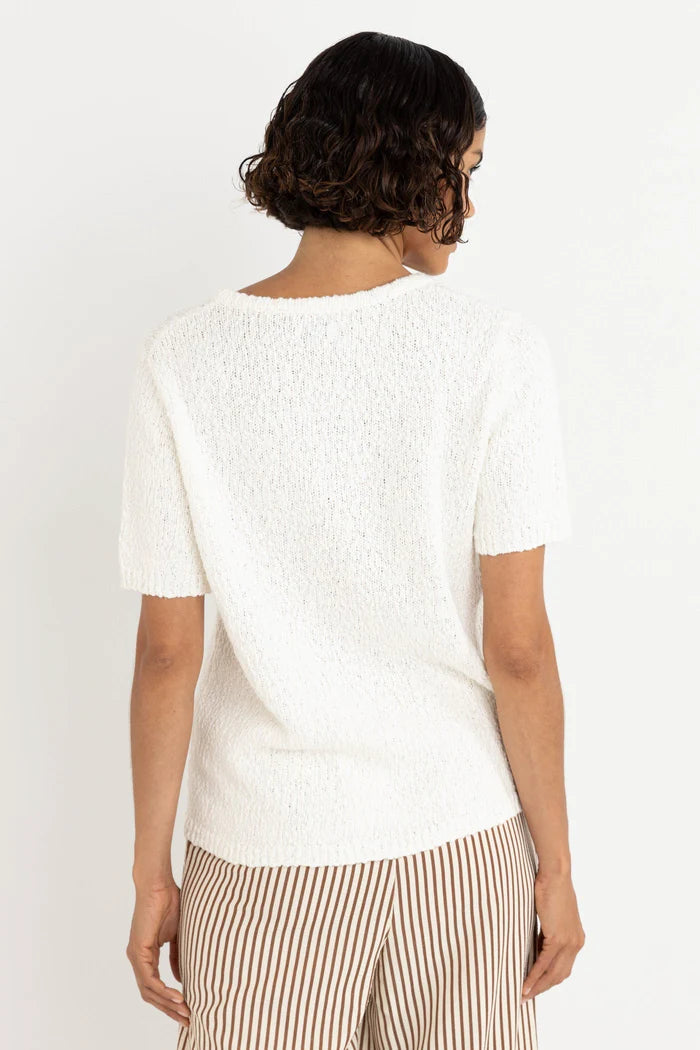 RHYTHM ADELE SHORT SLEEVE KNIT CARDIGAN - WHITE