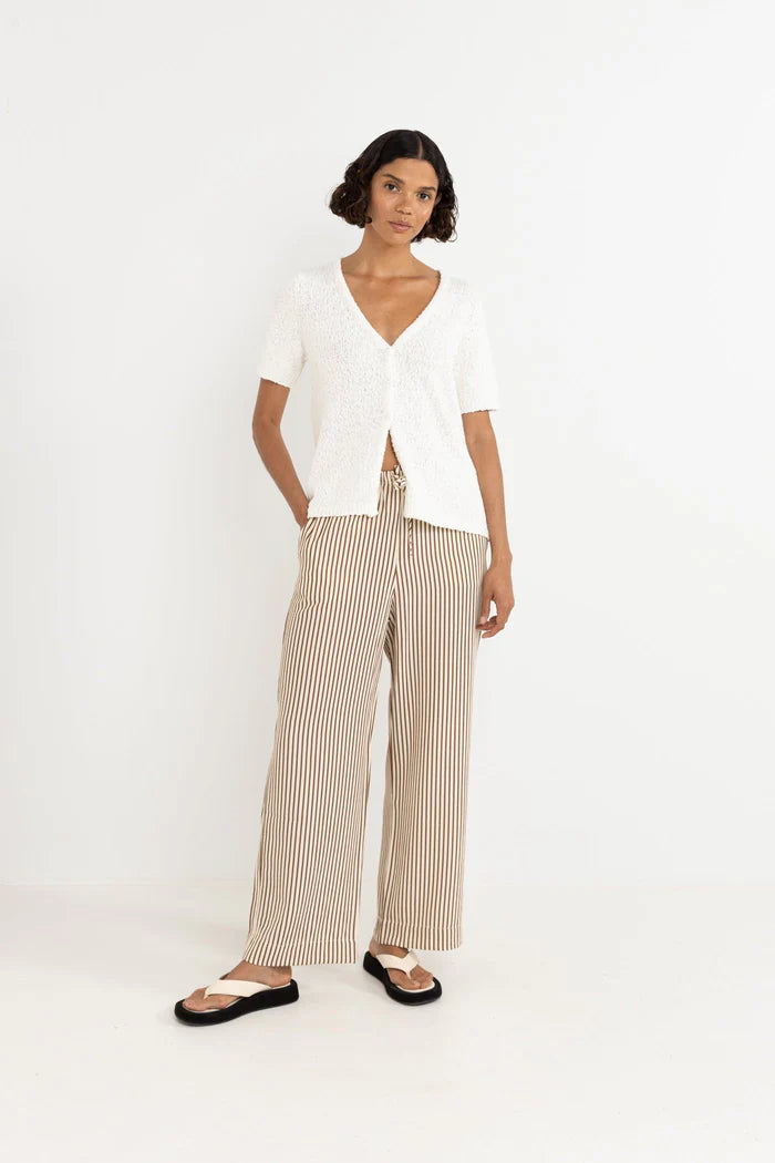 RHYTHM ADELE SHORT SLEEVE KNIT CARDIGAN - WHITE