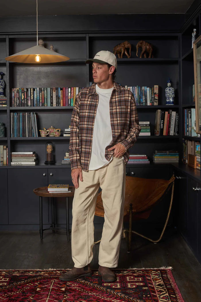 RHYTHM ALBERT CHECK LS SHIRT - ALMOND