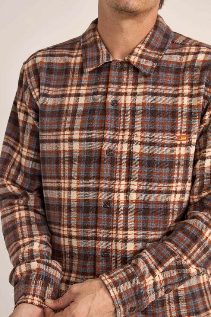 RHYTHM ALBERT CHECK LS SHIRT - ALMOND