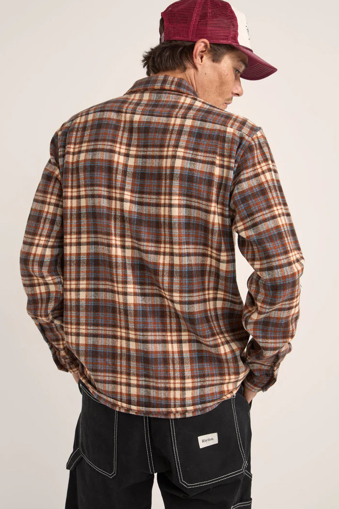 RHYTHM ALBERT CHECK LS SHIRT - ALMOND