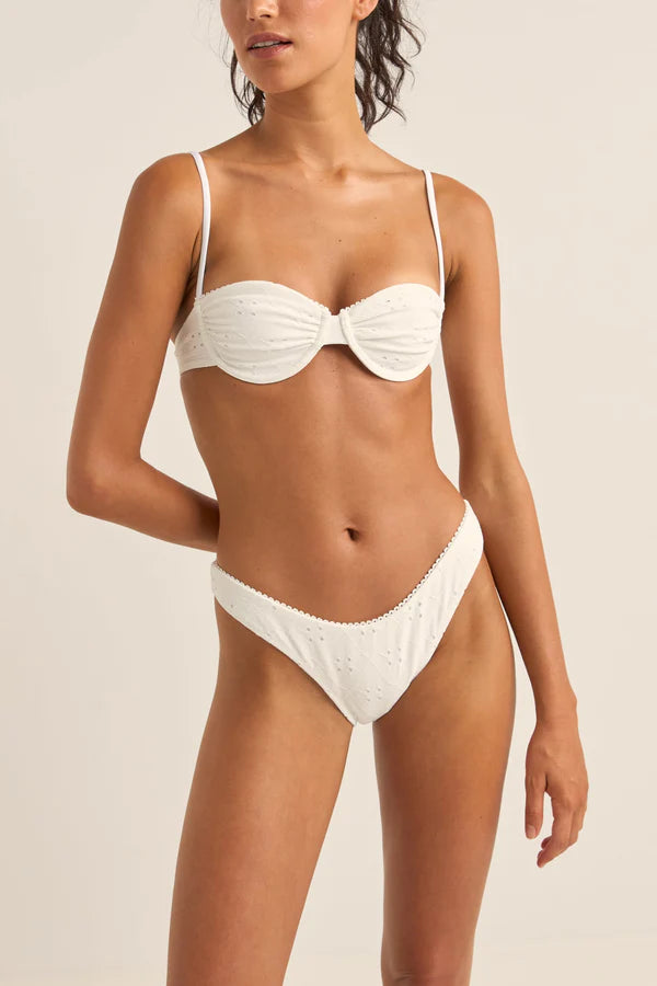 RHYTHM BRIGHTON  EYELET PICO UNDERWIRE TOP - IVORY
