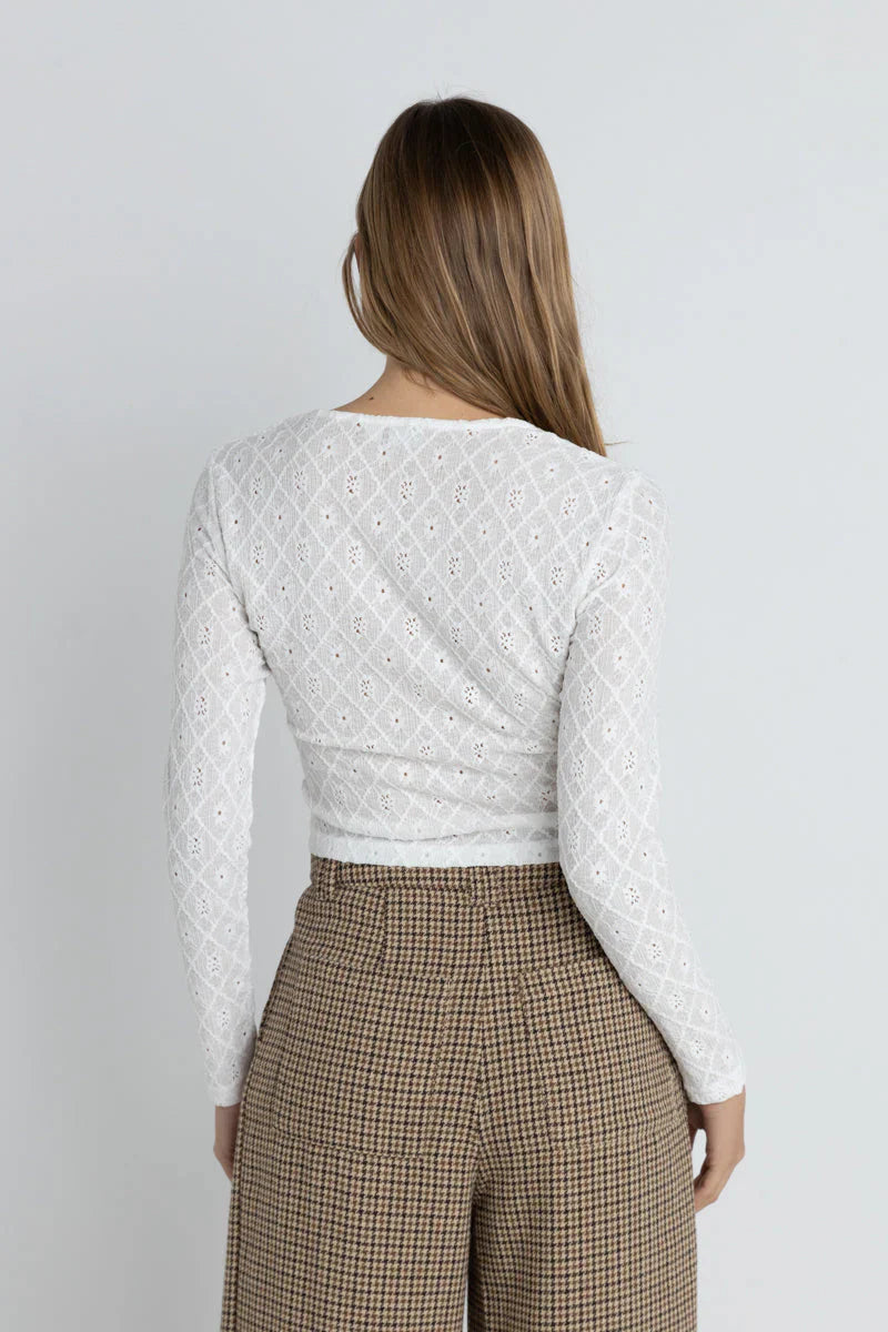 RHYTHM CHARM LONG SLEEVE TOP - WHITE