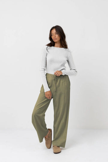 RHYTHM WOMENS CLASSIC DRAWSTRING PANT - OLIVE