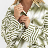 RHYTHM COVE STRIPE LONG SLEEVE SHIRT - ALOE