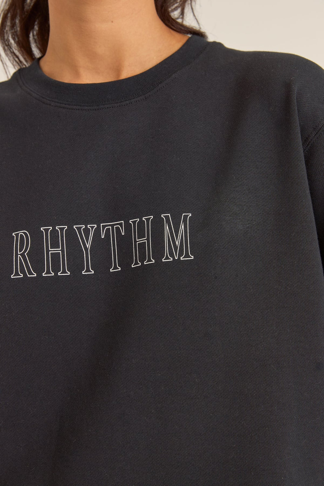 RHYTHM FLAGSHIP BOYFRIEND FLEECE CREW - BLACK