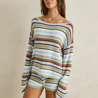 RHYTHM FRANKIE STRIPE KNIT SHORT - MARINE GREEN