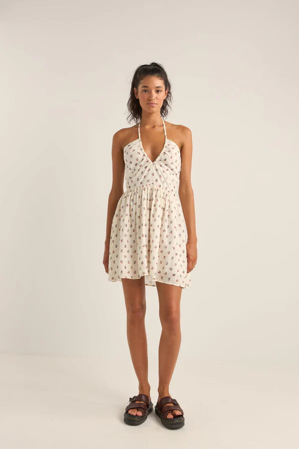 RHYTHM HARPER HALTER MINI DRESS RED FLORAL