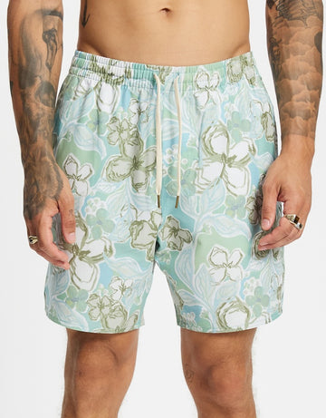 RHYTHM IN BLOOM BEACH SHORT - SEA BLUE