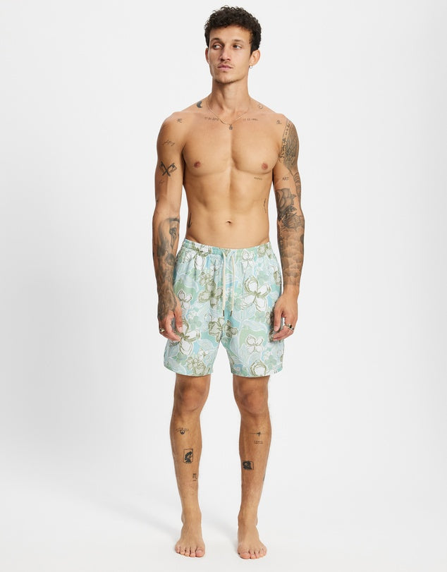 RHYTHM IN BLOOM BEACH SHORT - SEA BLUE