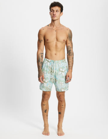 RHYTHM IN BLOOM BEACH SHORT - SEA BLUE