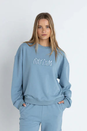 RHYTHM INSIDER CREW NECK FLEECE - DUSTY BLUE