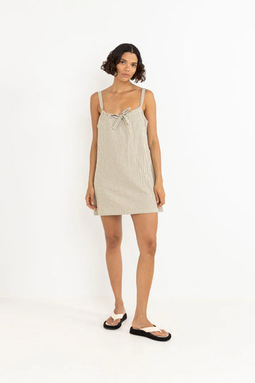 RHYTHM LOLA CHECK SLIP DRESS - OLIVE