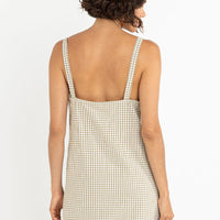 RHYTHM LOLA CHECK SLIP DRESS - OLIVE