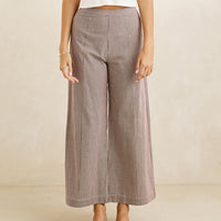 RHYTHM LONDON CHECVK WIDE LEG PANT - CHOCOLATE