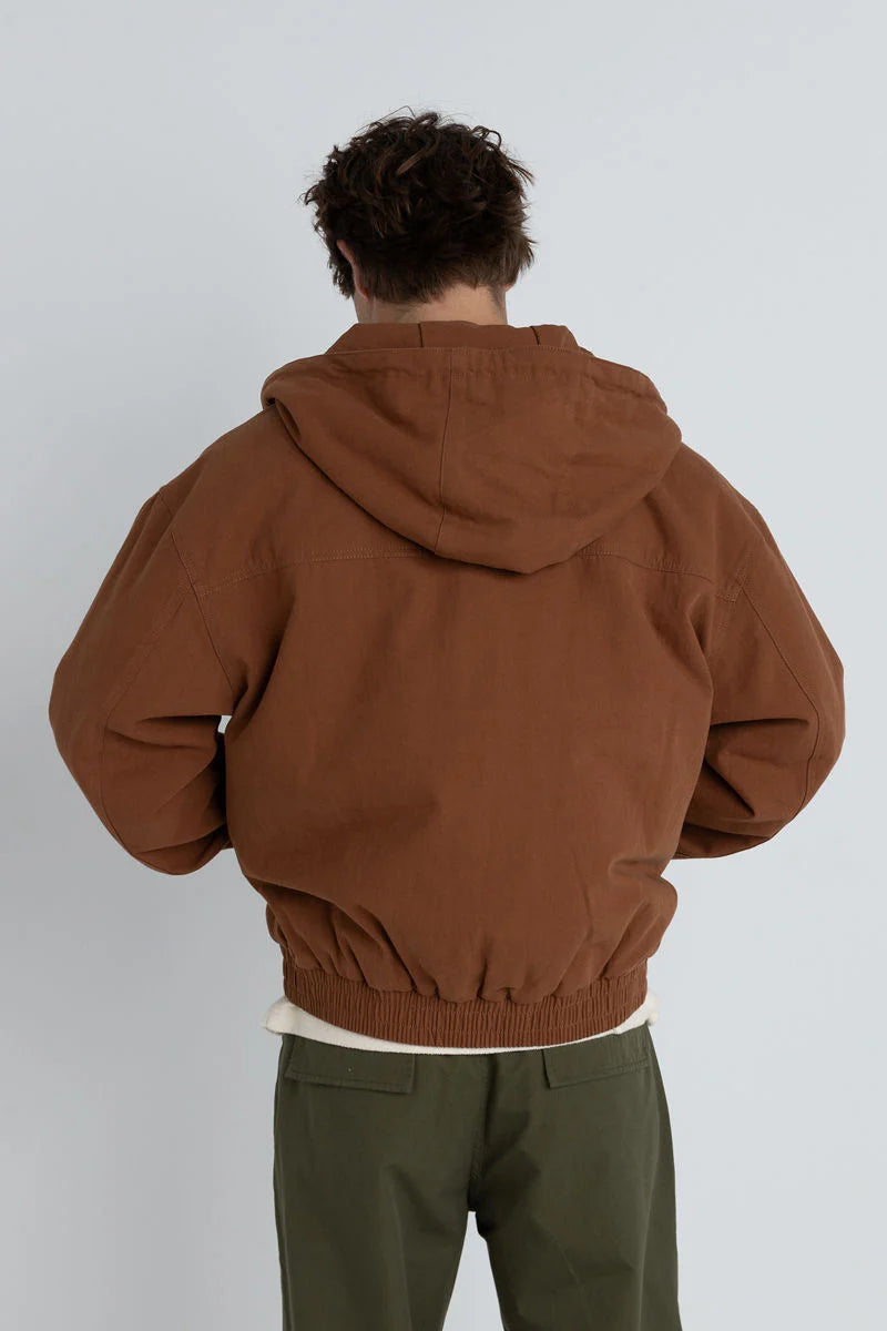 RHYTHM MENS HOODED WORK JACKET - VINTAGE BROWN