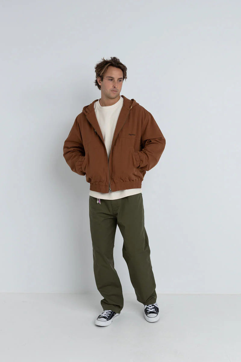 RHYTHM MENS HOODED WORK JACKET - VINTAGE BROWN
