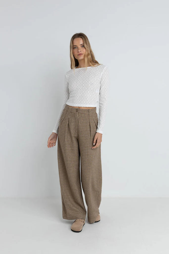 RHYTHM MOLLIE CHECK PANT - CHOCOLATE