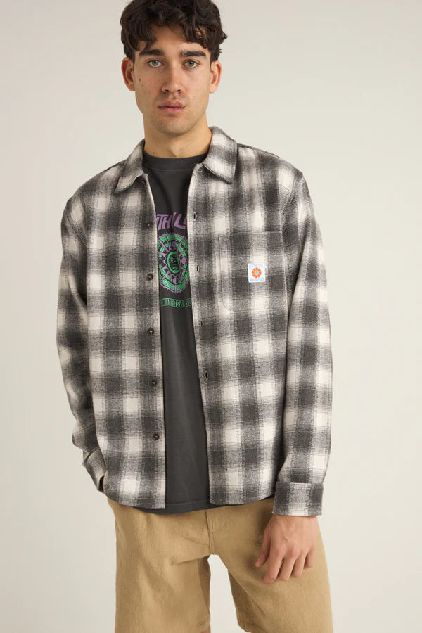 RHYTHM PLAID LS FLANNEL SHIRT - ASH