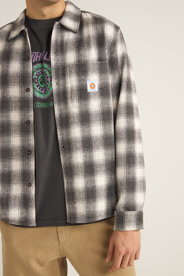 RHYTHM PLAID LS FLANNEL SHIRT - ASH
