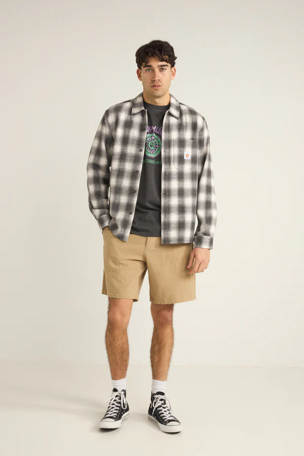 RHYTHM PLAID LS FLANNEL SHIRT - ASH