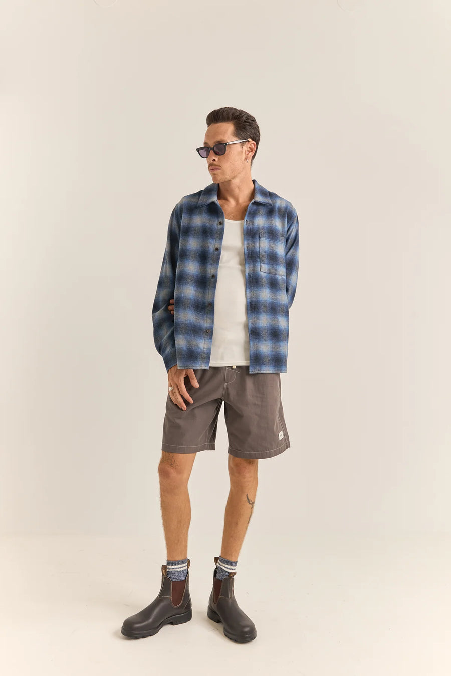 RHYTHM PLAID LS FLANNEL SHIRT - BLUE