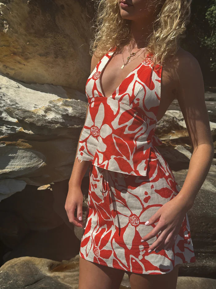 RHYTHM POPPY MINI SKIRT - RED