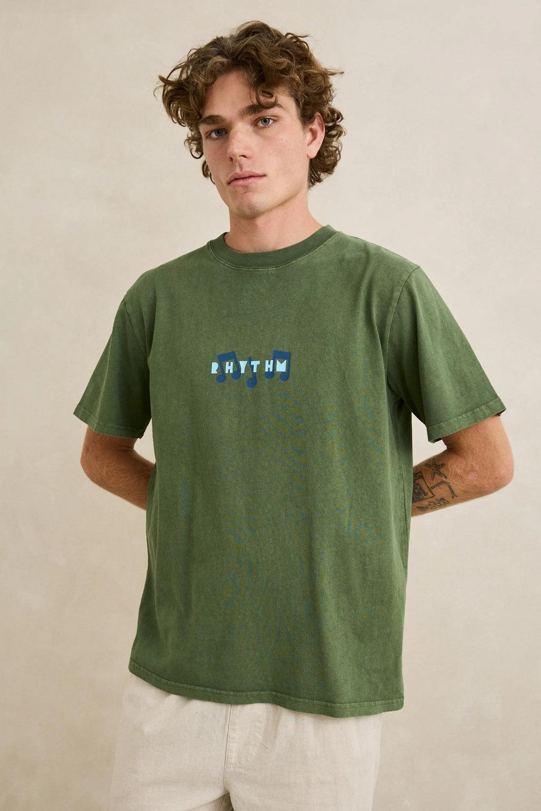 RHYTHM RADIO SOUNDS VINTAGE SHORT SLEEVED SHIRT - DILL